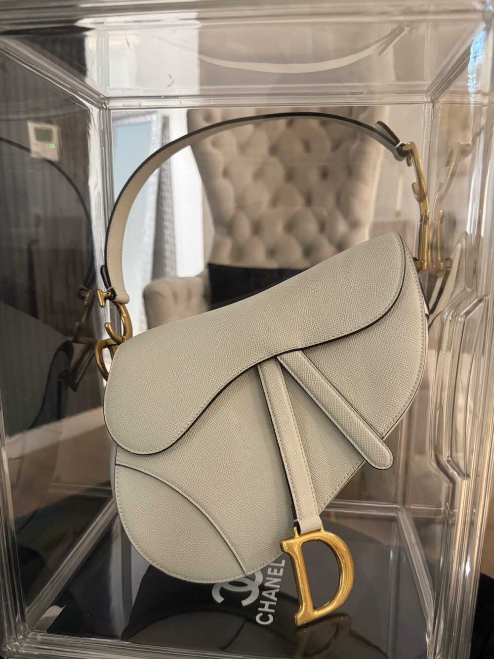 Dior Saddle Bag in Latte with Gold Hardware